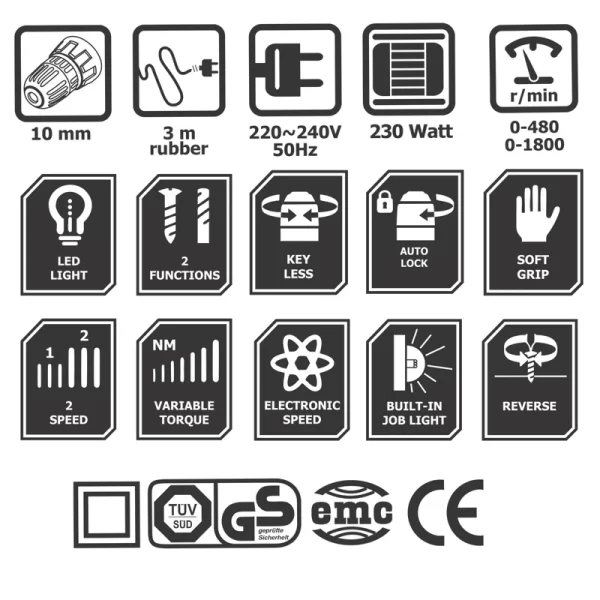 دریل پیچ گوشتی برقی 230 وات کنزاکس مدل KDD-1230 (12 ماه گارانتی) - Image 3