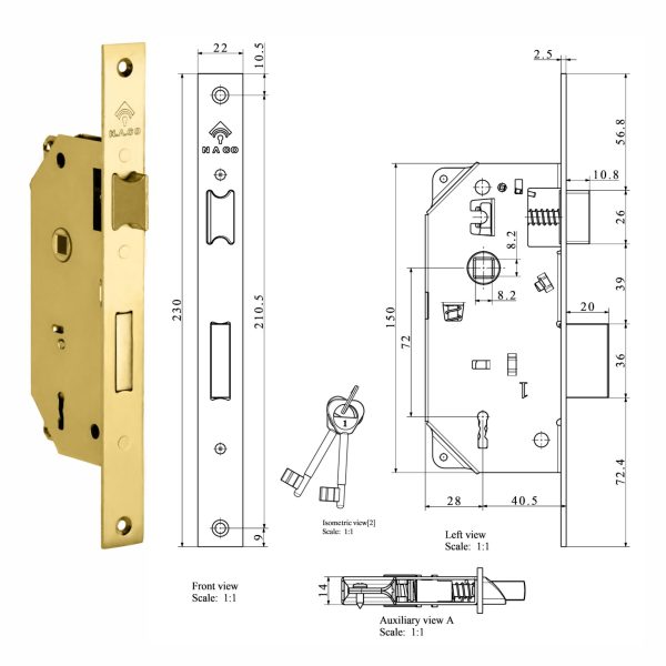مجموعه کامل دستگیره و قفل در چوبی کلیدی مخصوص اتاق خواب - Image 3