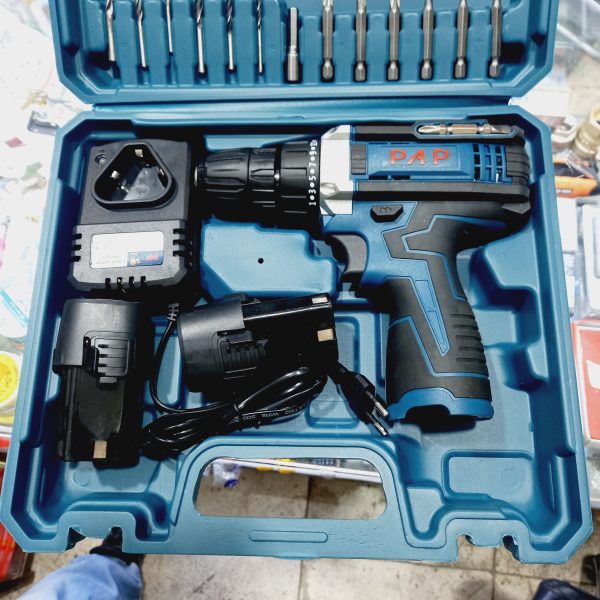 پیچ گوشتی شارژی 12 ولت دو باتری با لوازم پی ای پی PAP مدل CD-1225 (12 ماه گارانتی) - Image 5