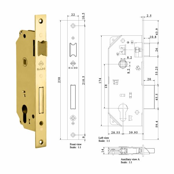مجموعه کامل دستگیره و قفل و سیلندر قفل در چوبی سوییچی مخصوص درب های ورودی - Image 8