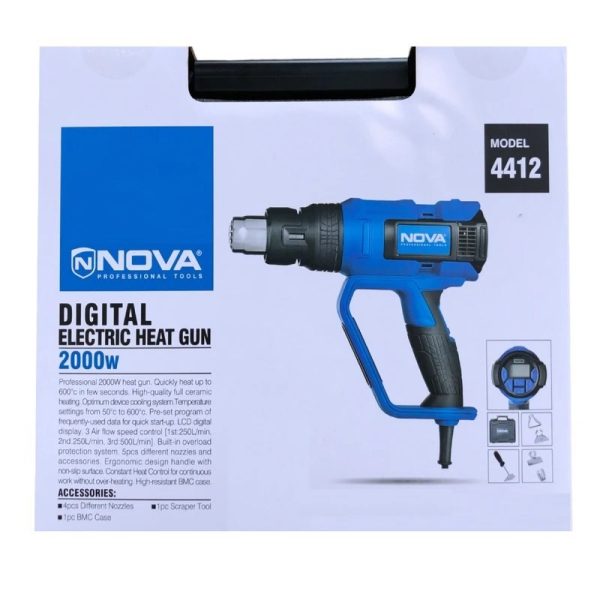 سشوار برقی دیجیتال صنعتی 2000 وات نووا مدل 4412 با کیف BMC (12 ماه گارانتی) - Image 5