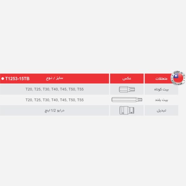 جعبه بکس بیت مبدل ستاره ای درایو یک دوم اینچ توسن ساخت تایوان - Image 2