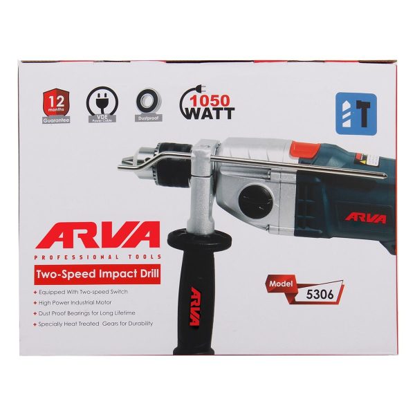 دریل گیربکسی چکشی 1050 وات 13میلیمتری آچاری آروا مدل 5306 با کیف BMC (12 ماه گارانتی) - Image 2