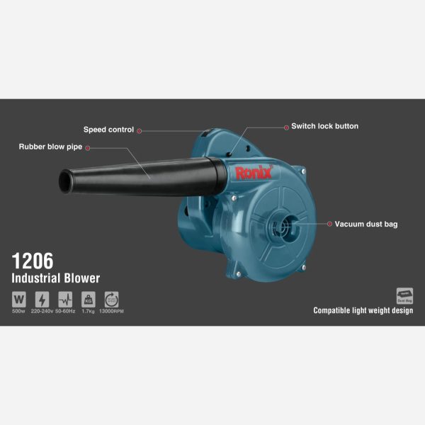 بلوور برقی 500 وات دیمردار رونیکس مدل 1206 (12 ماه گارانتی) - Image 8