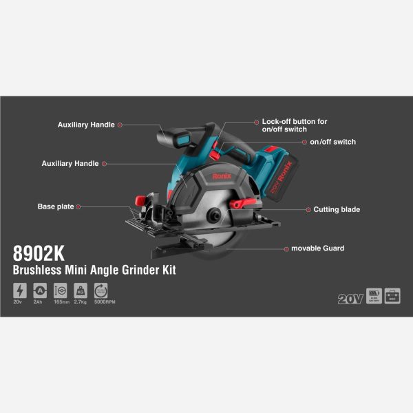 کیت اره گردبر براشلس 20 ولت رونیکس مدل 8902K (12 ماه گارانتی) - Image 17