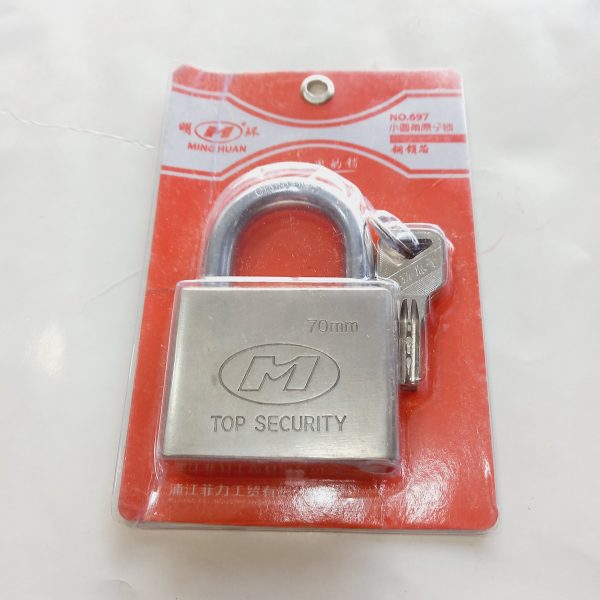 قفل آویز فولادی سایز 70 برند M جنس عالی با 4 کلید هلالی - Image 3