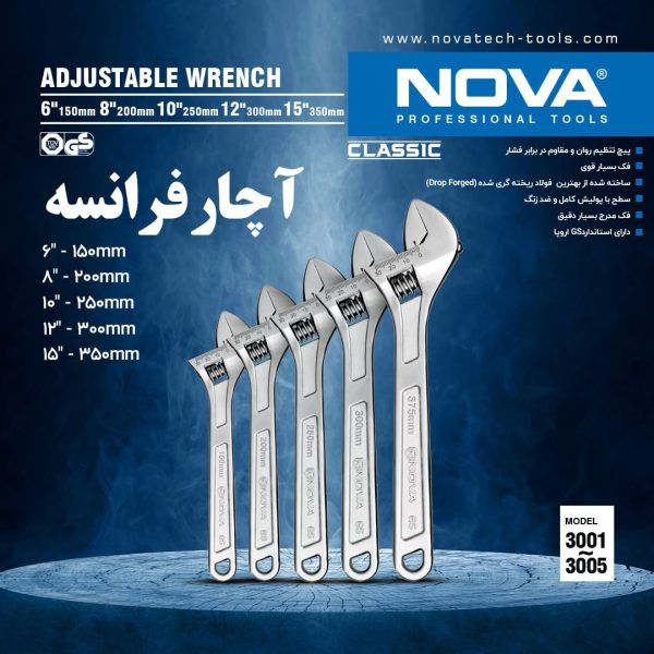 آچار فرانسه 12 اینچ 300 میلیمتر نووا مدل NTP3004 - Image 5