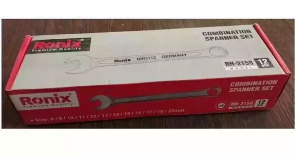 آچار سری 12 عددی یکسر تخت یک سر رینگ ساخت هند رونیکس مدل RH-2158 - Image 2