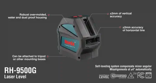 تراز لیزری دو خط سبز رونیکس مدل RH-9500G با کیف BMC - Image 3