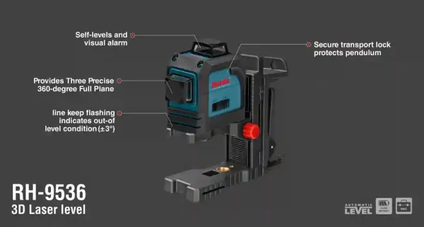 تراز لیزری 360 درجه سه بعدی رونیکس مدل RH-9536 - Image 4