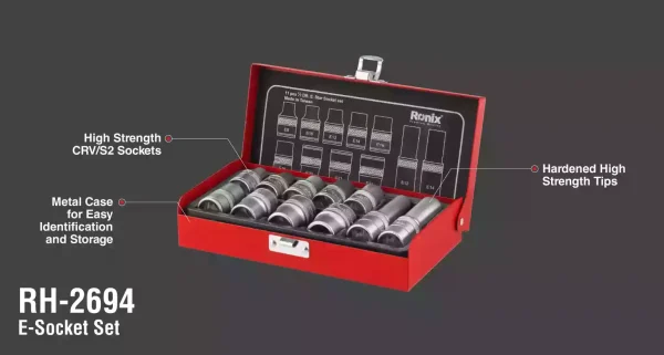 جعبه جعبه بکس 1/2 اینچ 11 پارچه E رونیکس مدل RH-2694 - Image 3