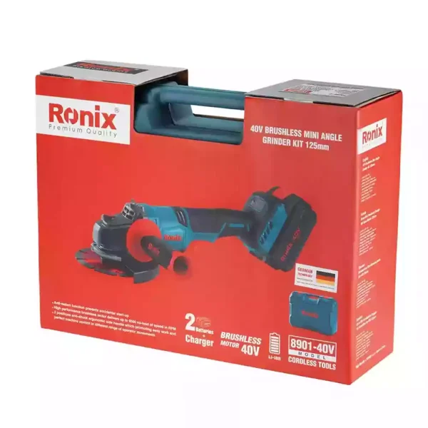 کیت مینی فرز شارژی براشلس 40 ولت 125 میلی متر دیمردار رونیکس مدل 8901-40V (12 ماه گارانتی) - Image 10