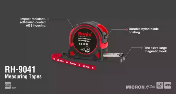 متر 10 متری روکشدار دوطرفه نشکن رونیکس مدل RH-9041 - Image 4