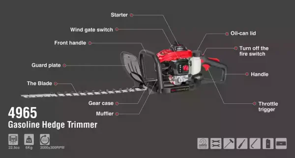 شمشادزن بنزینی 70 سانتی‌متری رونیکس مدل 4965 (12 ماه گارانتی) - Image 10