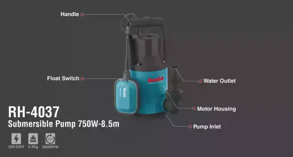 پمپ کف کش پلاستیکی 8.5 متری 750 وات رونیکس مدل RH-4037 (12 ماه گارانتی) - Image 2