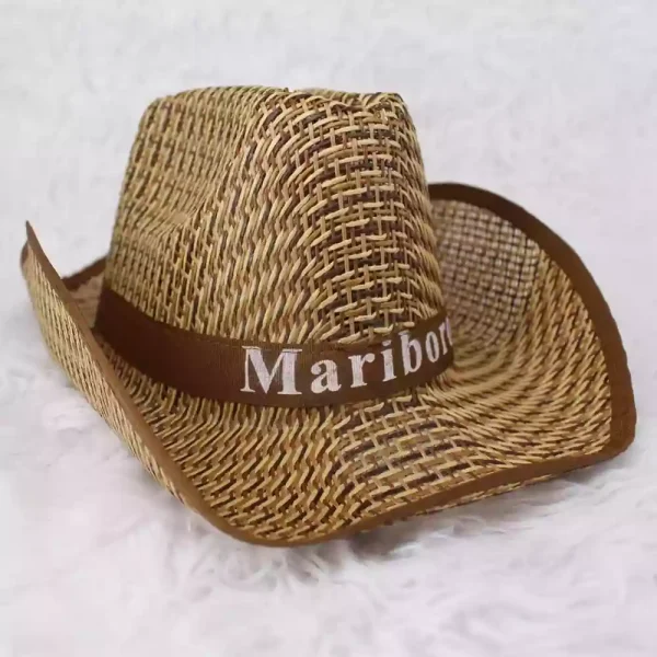 کلاه آفتابگیر حصیری مدل کابوی Mariboro - Image 2