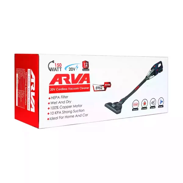 جارو شارژی دستی ۲۰ ولت ۱۵۰ وات آروا مدل 5952 (12 ماه گارانتی) - Image 3