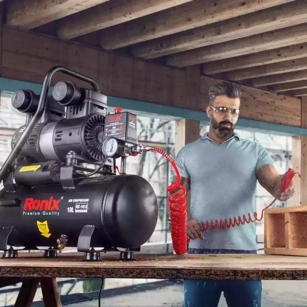 کمپرسور باد سایلنت 10 لیتری 1280 وات رونیکس مدل RC-1012 (12 ماه گارانتی)(پس کرایه) - Image 8