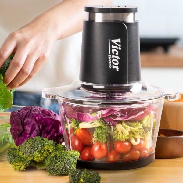 خردکن ویکتور مدل VK-1004CH اورجینال | خردکن پیرکس ۲ لیتری با موتور ۸۰۰ وات و تیغه نانو تیتانیوم - Image 4