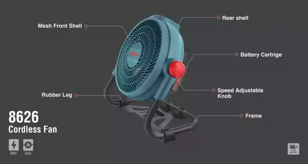 پنکه شارژی 20 ولت رونیکس مدل 8626 (12 ماه گارانتی) - Image 4